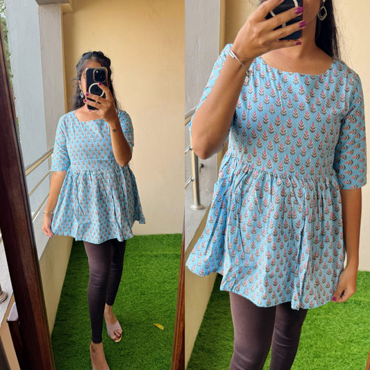 SUMMER SPECIAL PEPLUM TOP IN BEAUTIFUL PRINTS- Non Feeding Only FC0322