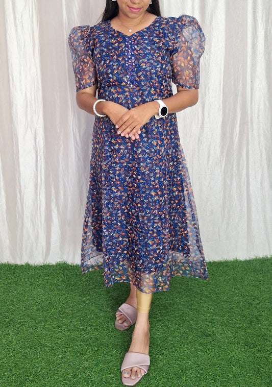 Buy 1 Get 1 Free Oragnza Printed work Kurti (with Lining) ( Non Feeding only)-107