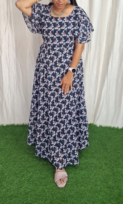 Georgette Maxi Short Sleeves inside(with Lining) ( Non Feeding only)