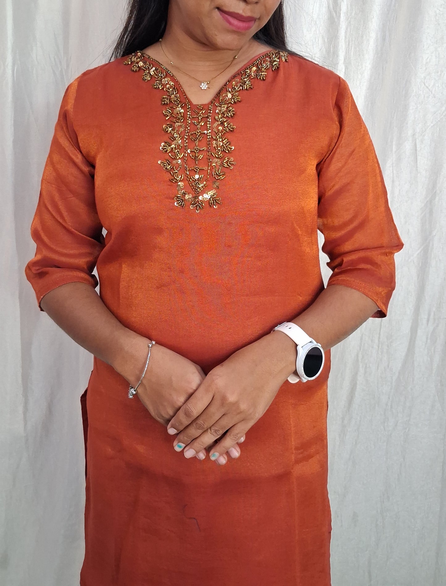 Tissue handwork Kurti (with Lining) ( Non Feeding only)