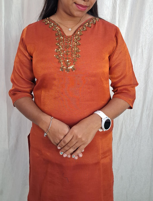 Tissue handwork Kurti (with Lining) ( Non Feeding only)