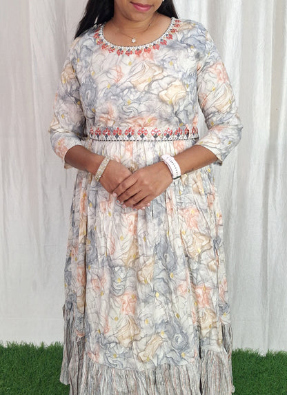 Cotton Embroidery Kurti( with lining) ( Non Feeding only)-127