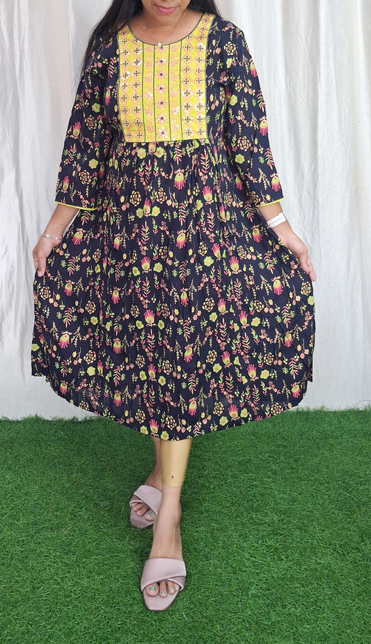 Buy 1 Get 1 Free Rayon Embroidery Kurti( without lining) ( Non Feeding only)-081