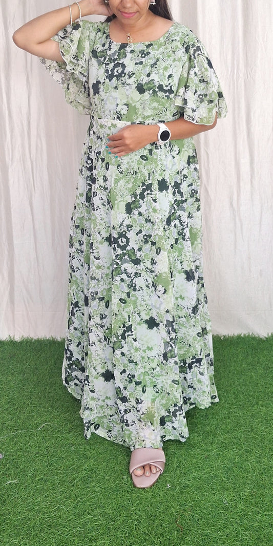 Georgette Maxi Short Sleeves inside(with Lining) ( Non Feeding only)