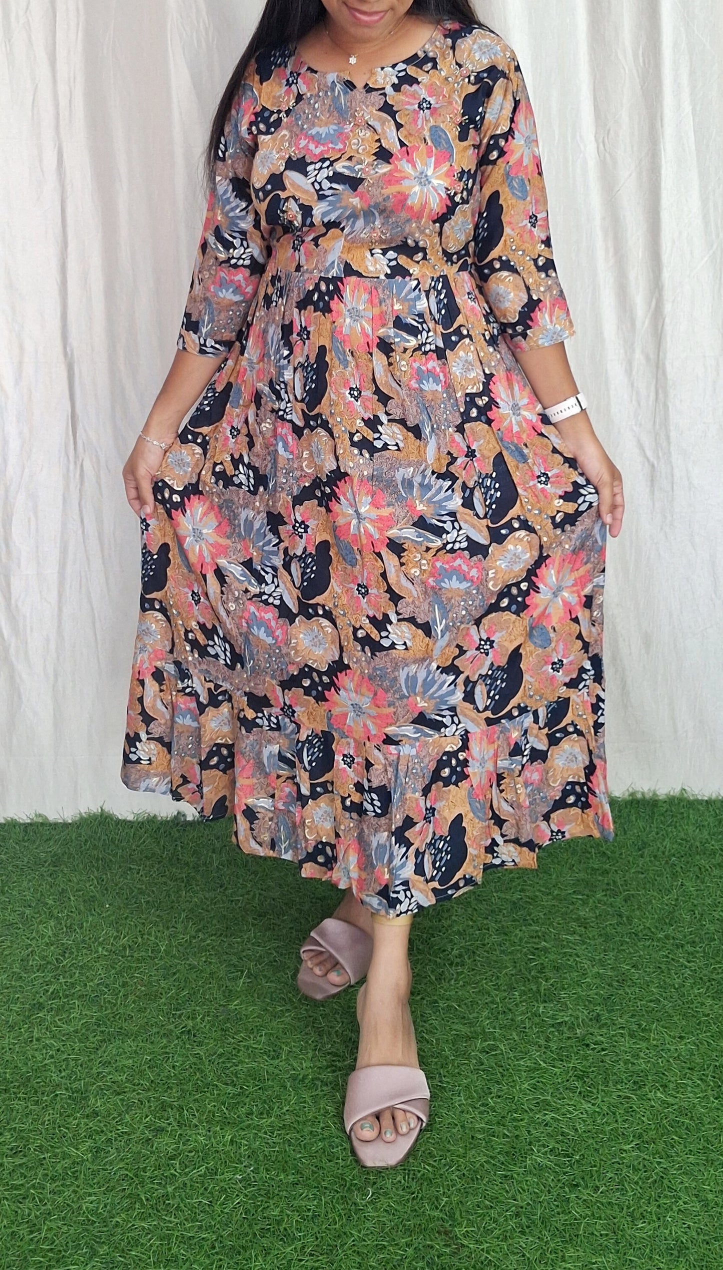 Buy 1 Get 1 Free Rayon Handwork Kurti( without lining) ( Non Feeding only)-061