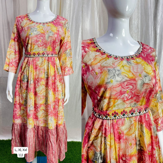 Cotton Embroidery Kurti( with lining) ( Non Feeding only)-128