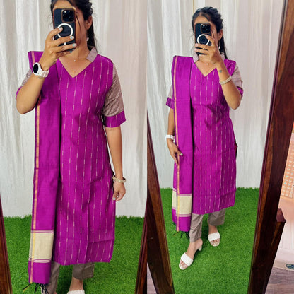 Premium Raw Silk Salwar Set-(Top,Bottom,Duppatta)-Non Feeding Only FC0316