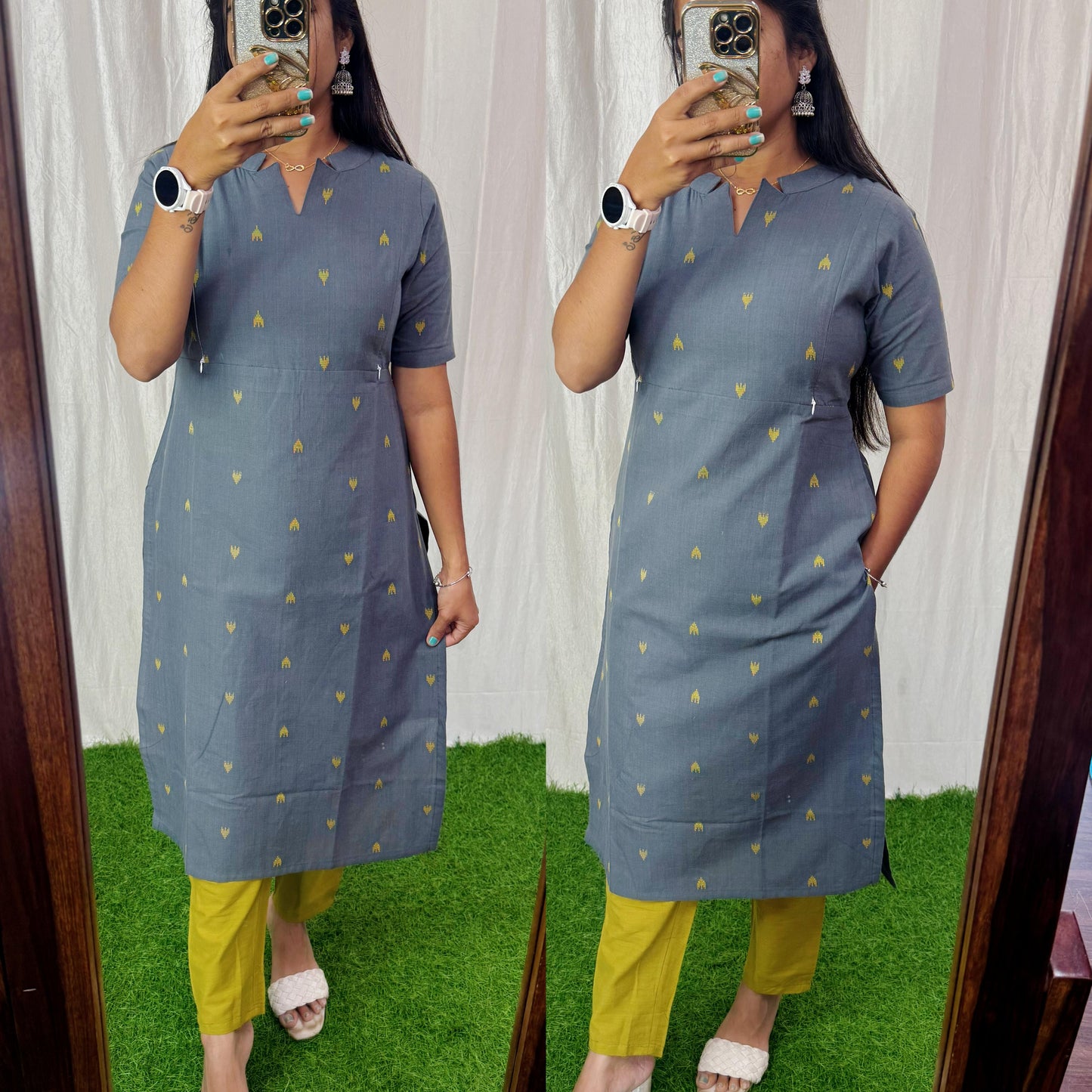 Feeding/Non Feeding Coords- Pure Handloom Cotton Kurti and Pant FC0126