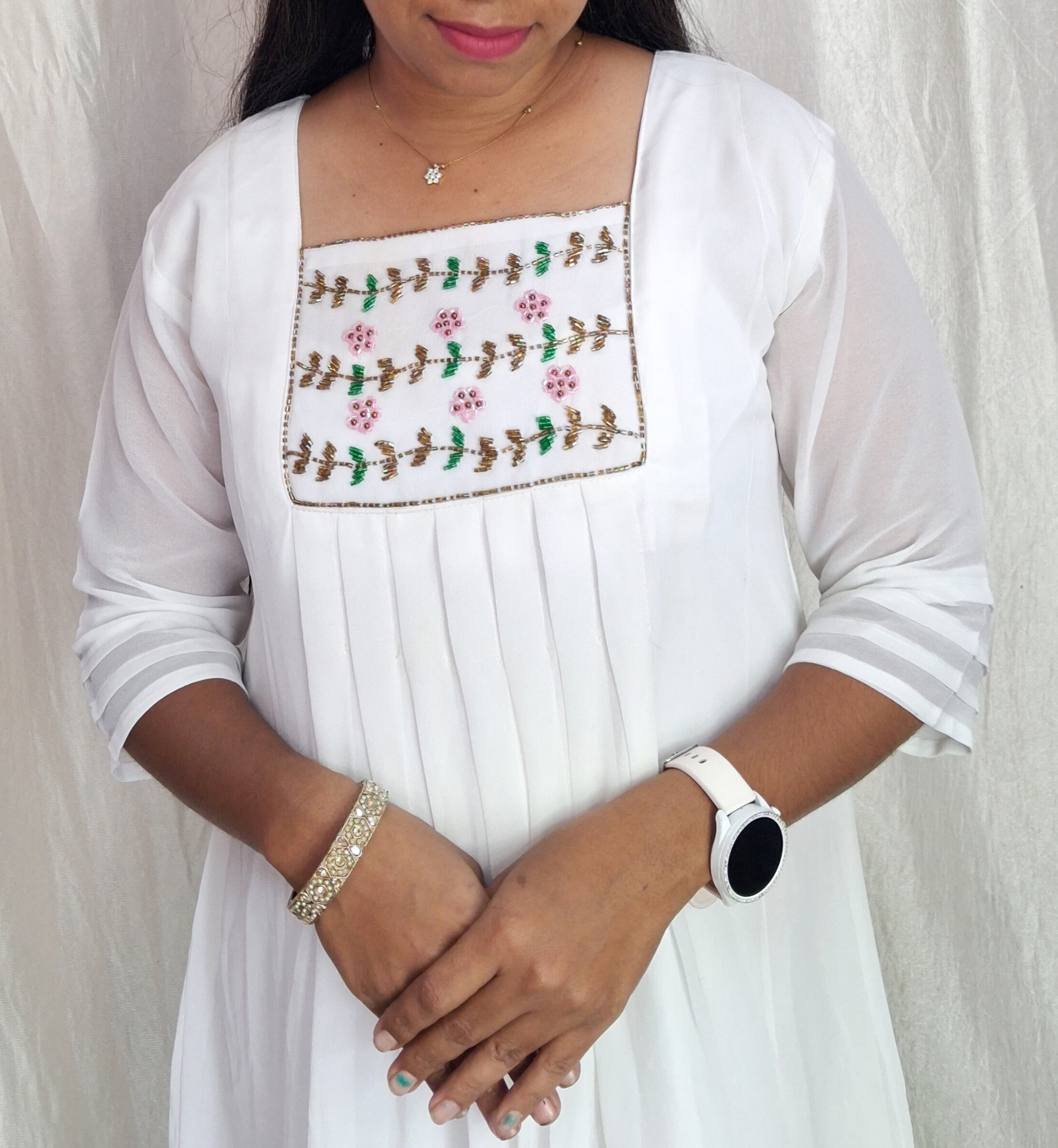 Georgette Work Kurti (with Lining) ( Non Feeding only)