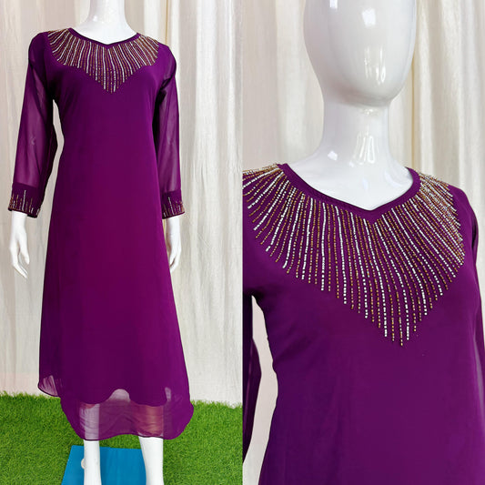 Georgette Work Kurti (with Lining) ( Non Feeding only)-110