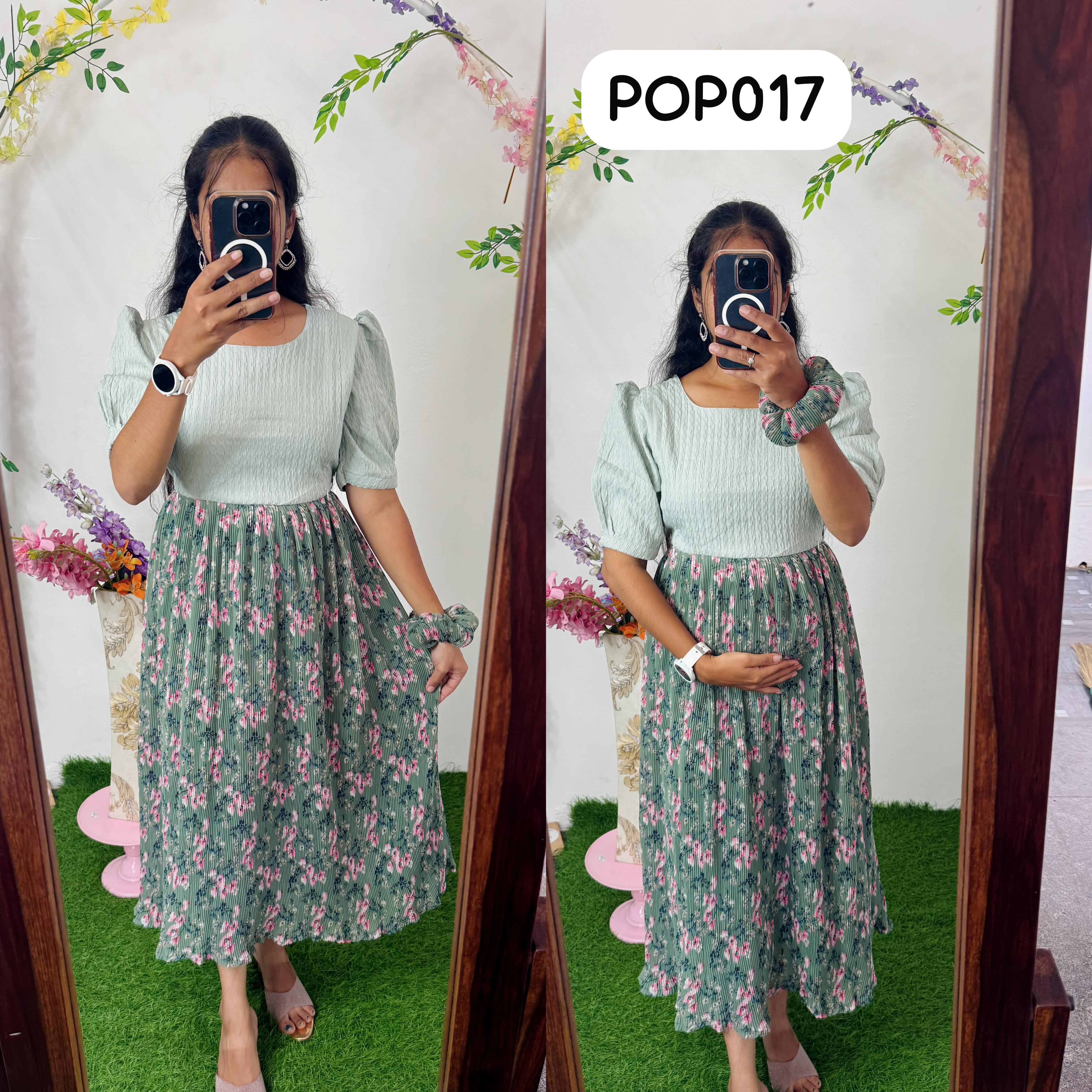 New Feeding/Maternity Popcorn Western dress(Free scrunchie)