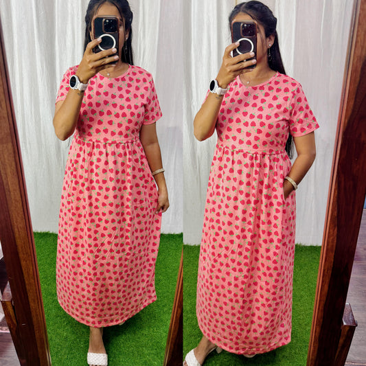 PL038 Buy 3 @1200/- Zipless maternity/feeding Loungewear Maxi Pull up Model