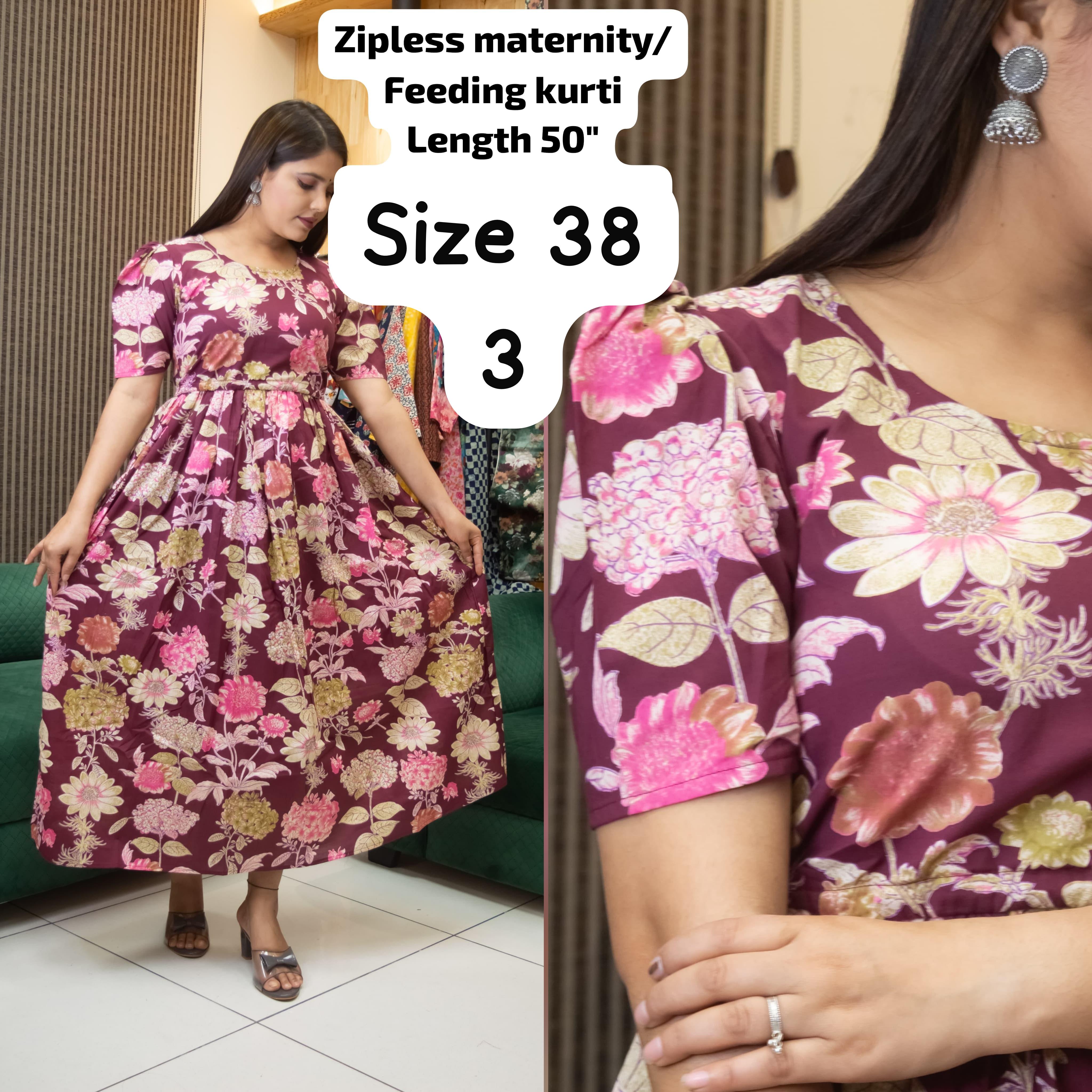 PULL UP MATERNITY/Zipless FEEDING KURTIS (Without lining)