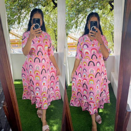 Feeding/Maternity- Pure cotton Aline dress