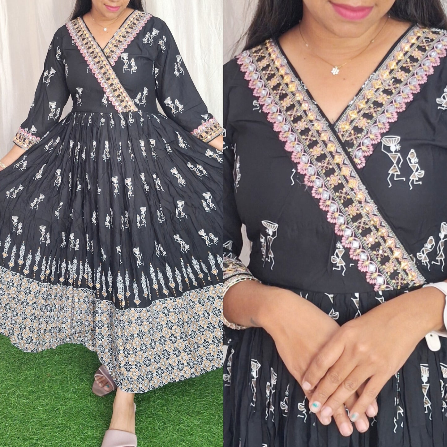 Cotton Embroidery Kurti( without lining) ( Non Feeding only)-124