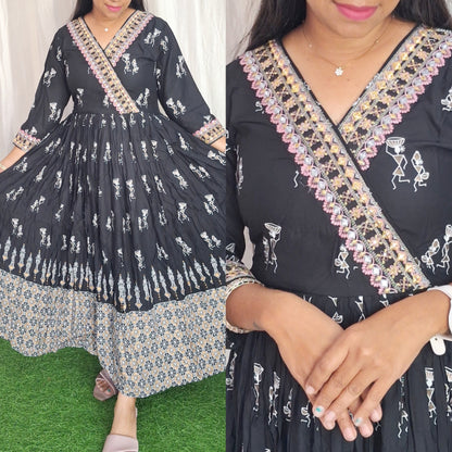 Cotton Embroidery Kurti( without lining) ( Non Feeding only)-124