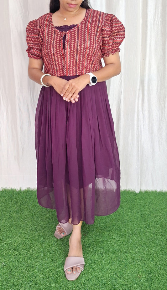 Buy 1 Get 1 Free Georgette Plain Gowns with Overcoat (with Lining) ( Non Feeding only)-088