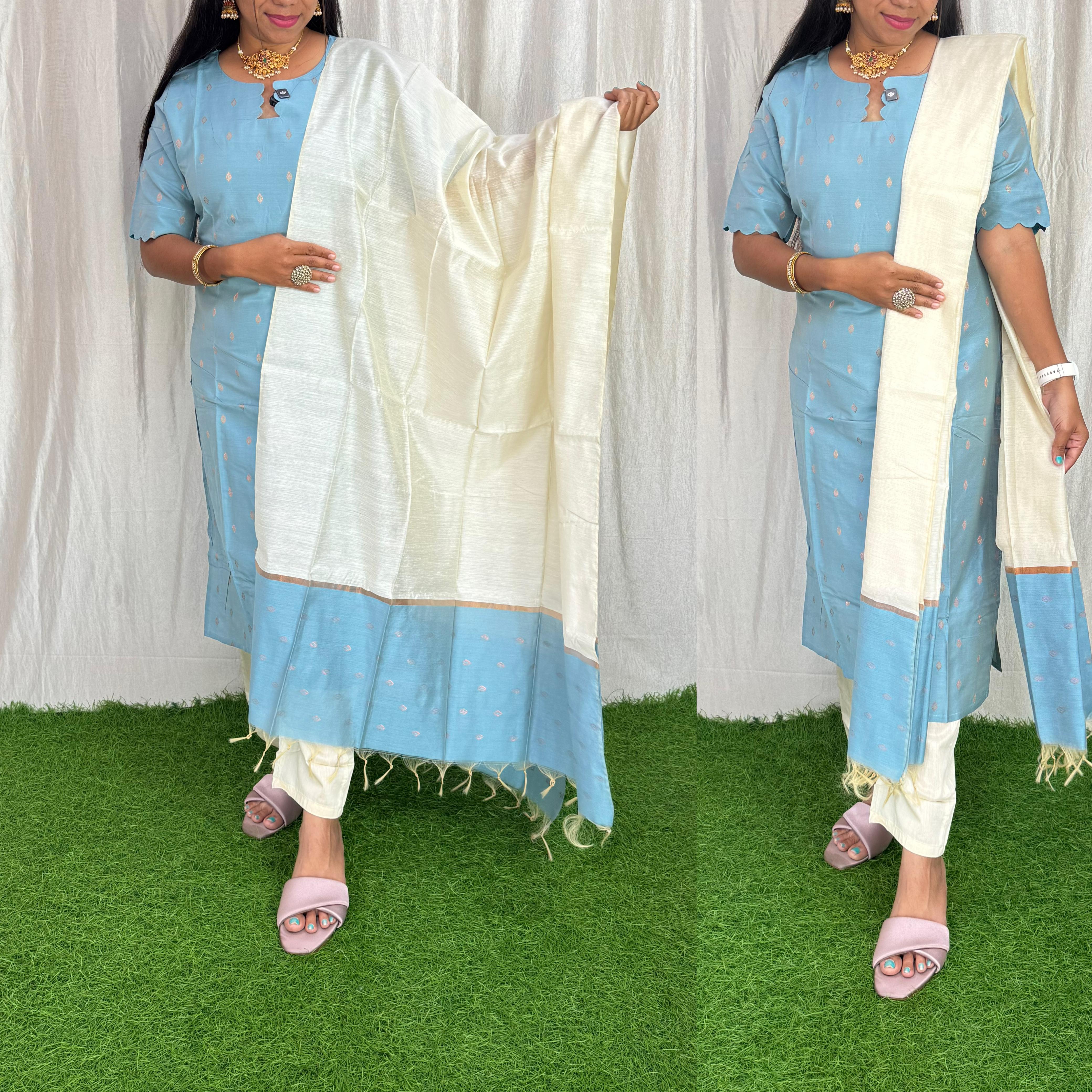 Premium Raw Silk Salwar Set-(Top,Bottom,Duppatta)-Non Feeding Only