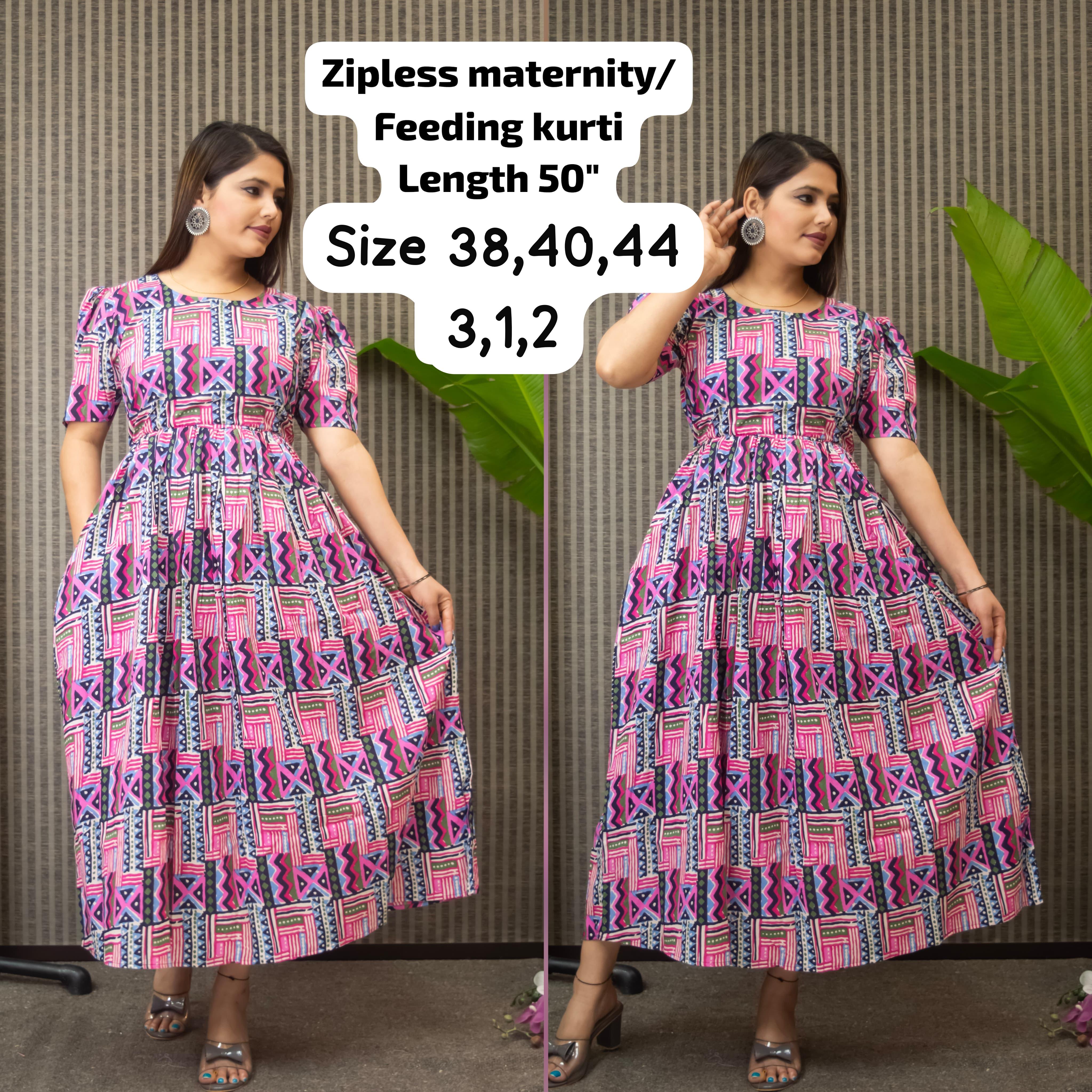 PULL UP MATERNITY/Zipless FEEDING KURTIS (Without lining)