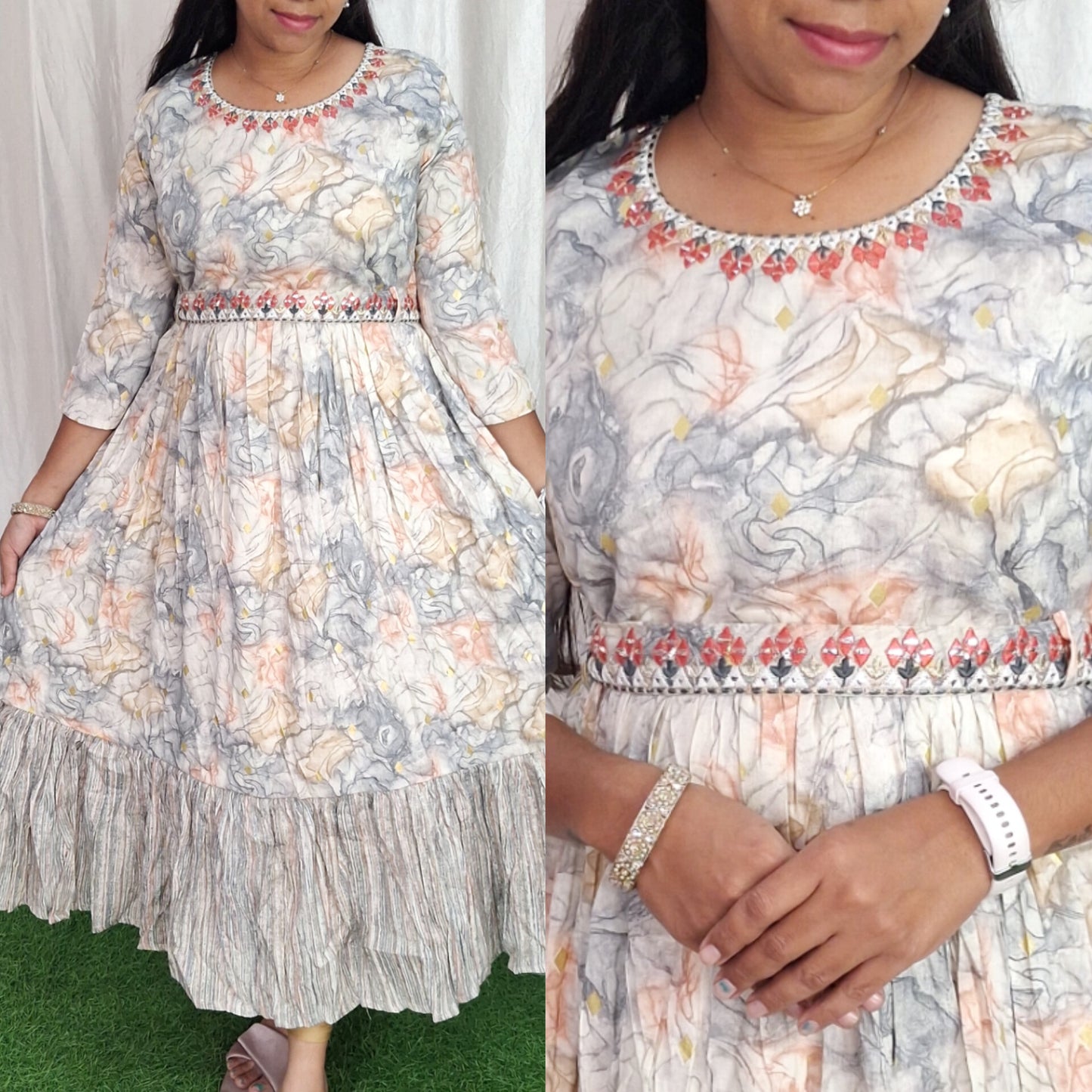 Cotton Embroidery Kurti( with lining) ( Non Feeding only)-127